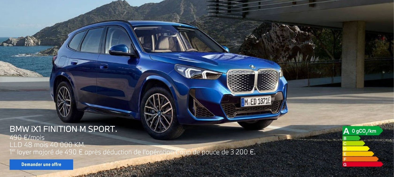 Votre BMW iX1 à partir de 490 €/mois, 1er loyer de 490 € après déduction de l'opération Coup de pouce de 3 200 €