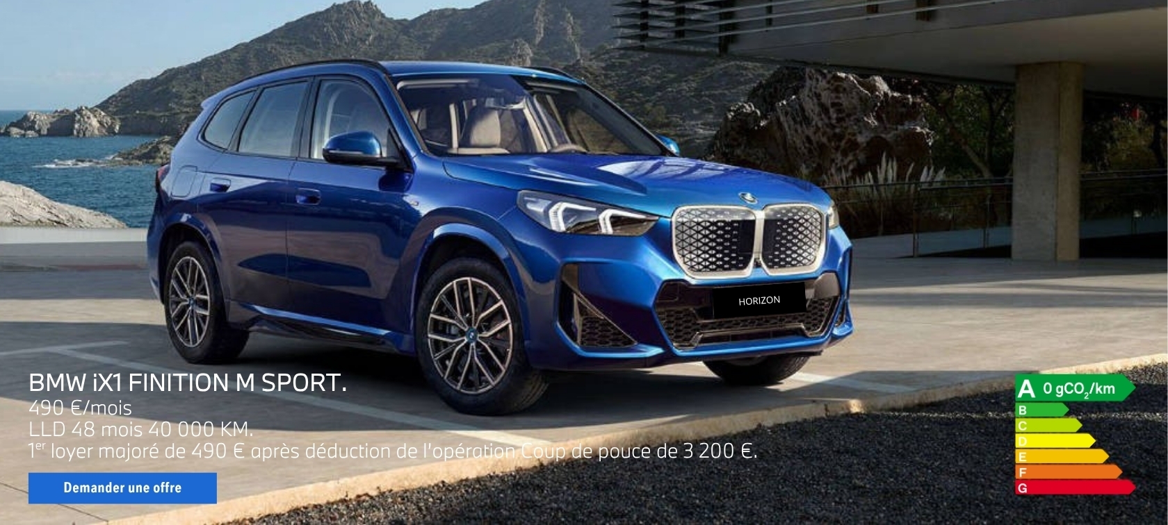 Votre BMW iX1 à partir de 490 €/mois, 1er loyer de 490 € après déduction de l'opération Coup de pouce de 3 200 €