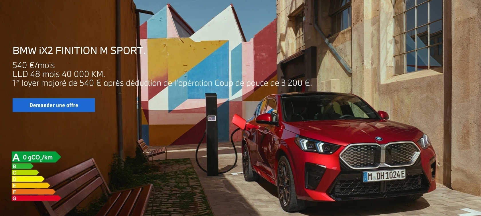 Votre BMW iX2 à partir de 540 €/mois, 1er loyer de 540 € après déduction de l'opération Coup de pouce de 3 200 €