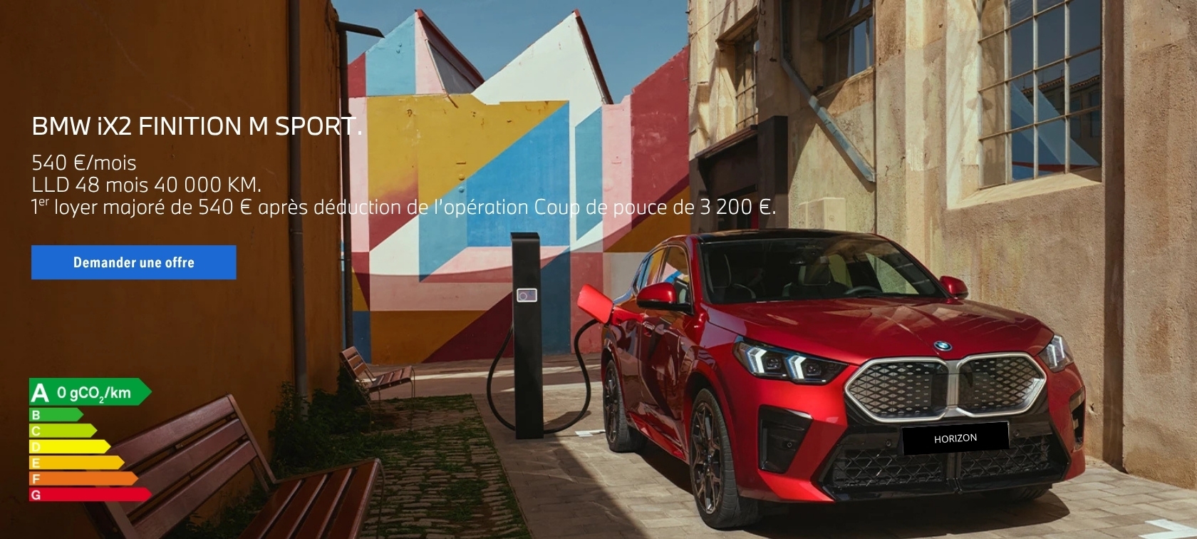 Votre BMW iX2 à partir de 540 €/mois, 1er loyer de 540 € après déduction de l'opération Coup de pouce de 3 200 €